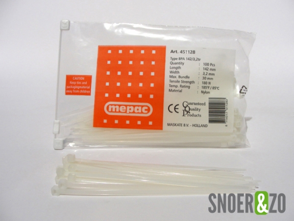 Tyraps - lengte 14,2 cm transparant