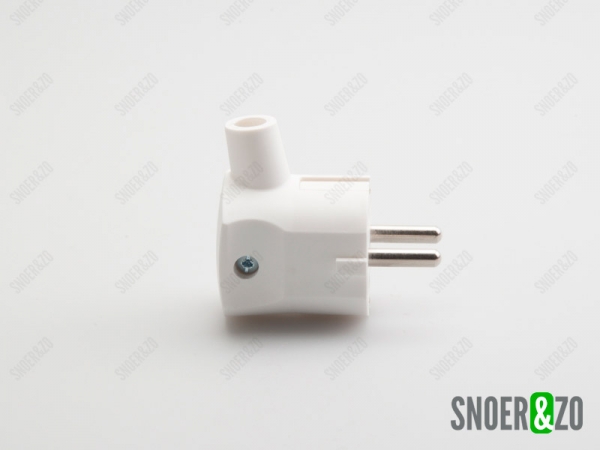 Stekker wit haaks met randaarde en penaarde