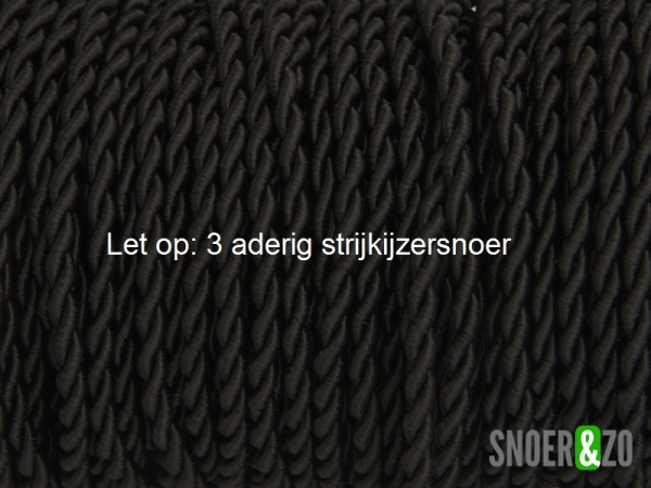 Gedraaid stofsnoer zwart 3 aderig