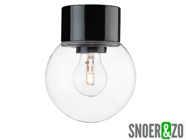 Ifö Electric plafondlamp porselein zwart bol helder glas E27