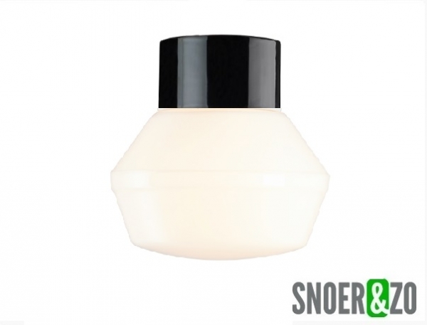 Ifö Electric plafondlamp porselein zwart  retro glas opaal E27