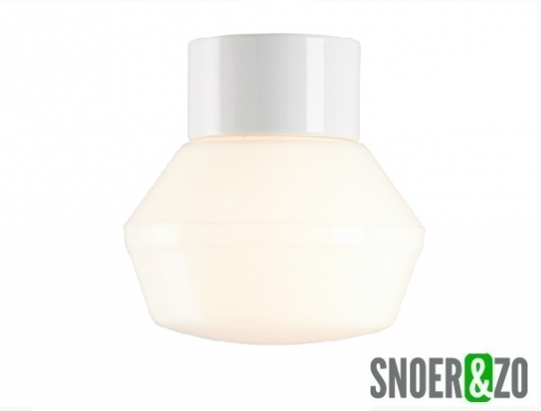 Ifö Electric plafondlamp porselein wit retro glas opaal E27