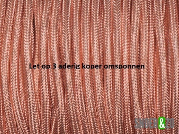 Koperkleurig metaal omsponnen strijkijzersnoer 3 aderig