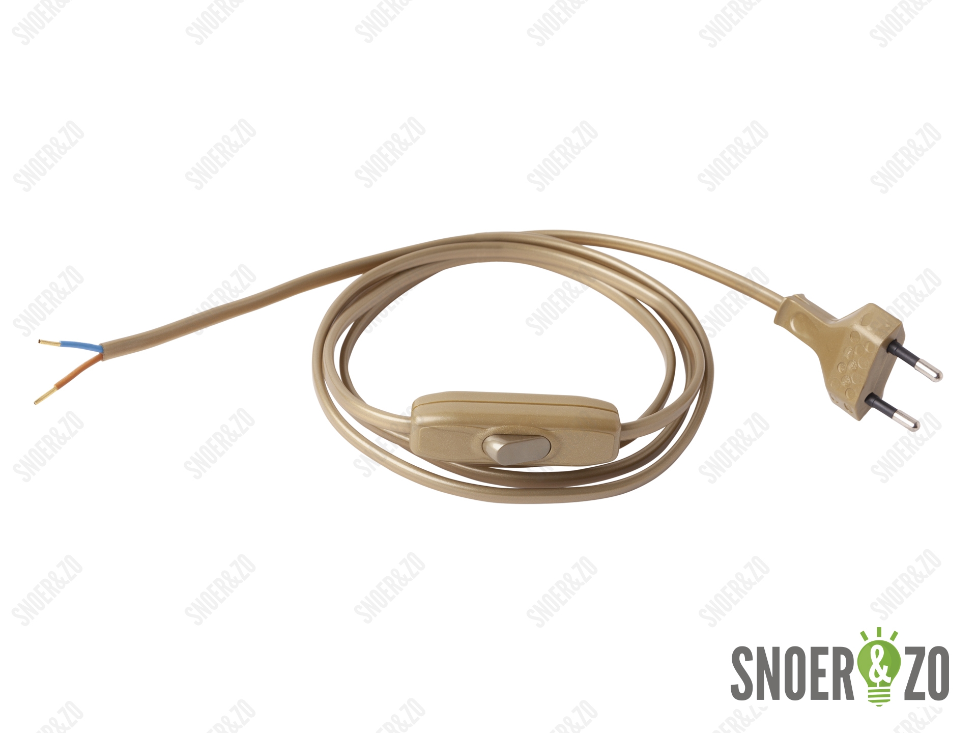 Aansluitsnoer goud 2 meter met schakelaar