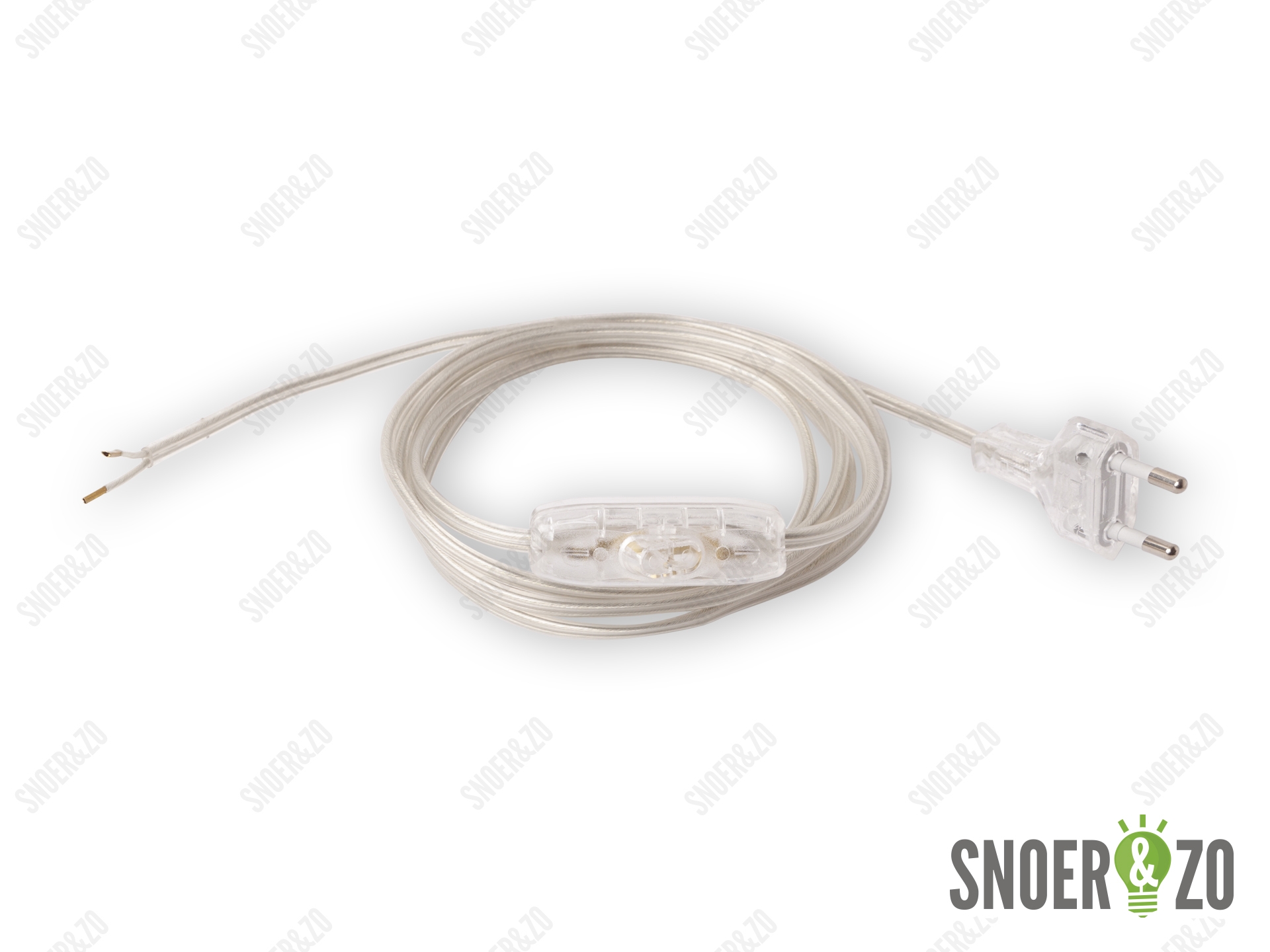 Aansluitsnoer transparant 2,5 meter met schakelaar