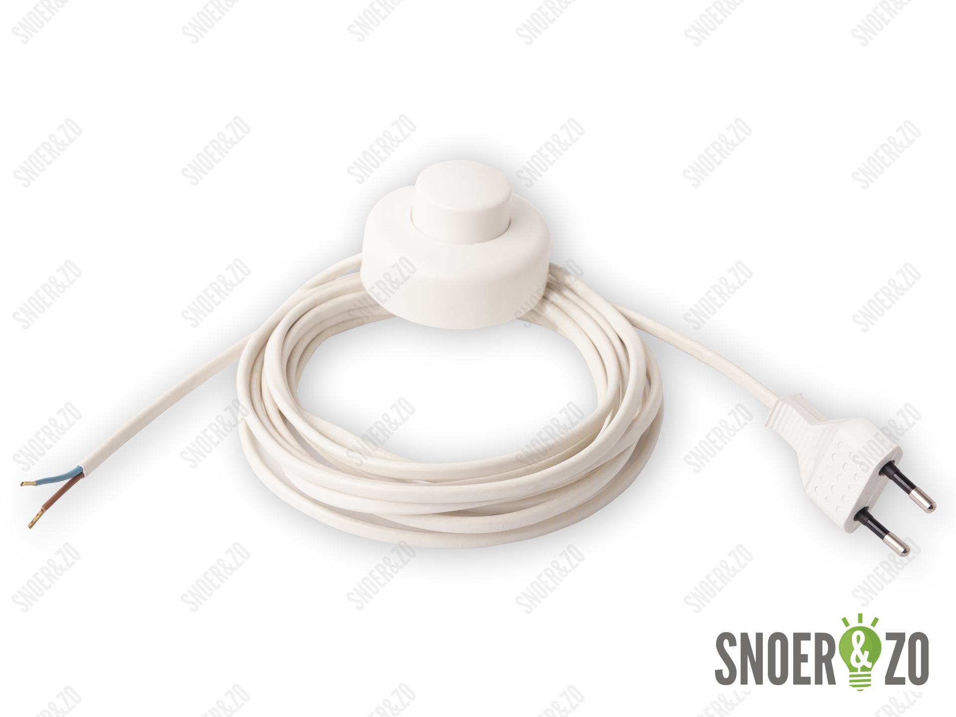 Aansluitsnoer wit 4 meter met voetschakelaar