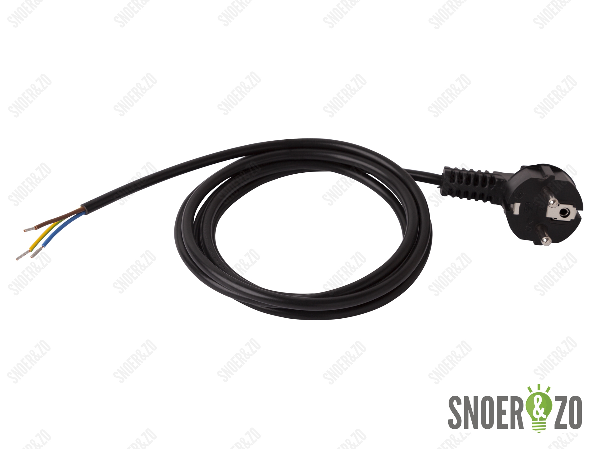Aansluitsnoer zwart 2 meter met randaarde