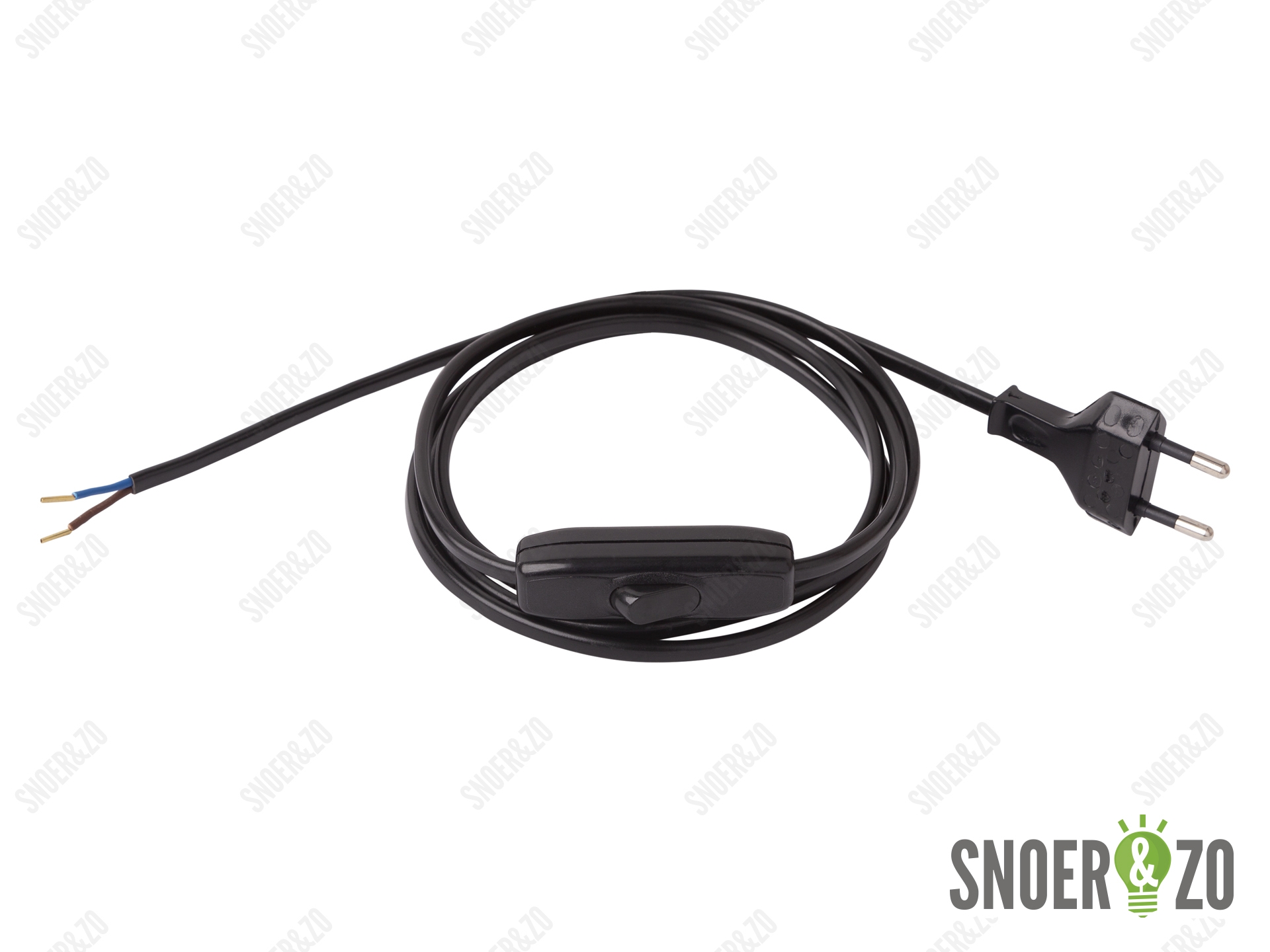 Aansluitsnoer zwart 2 meter met schakelaar