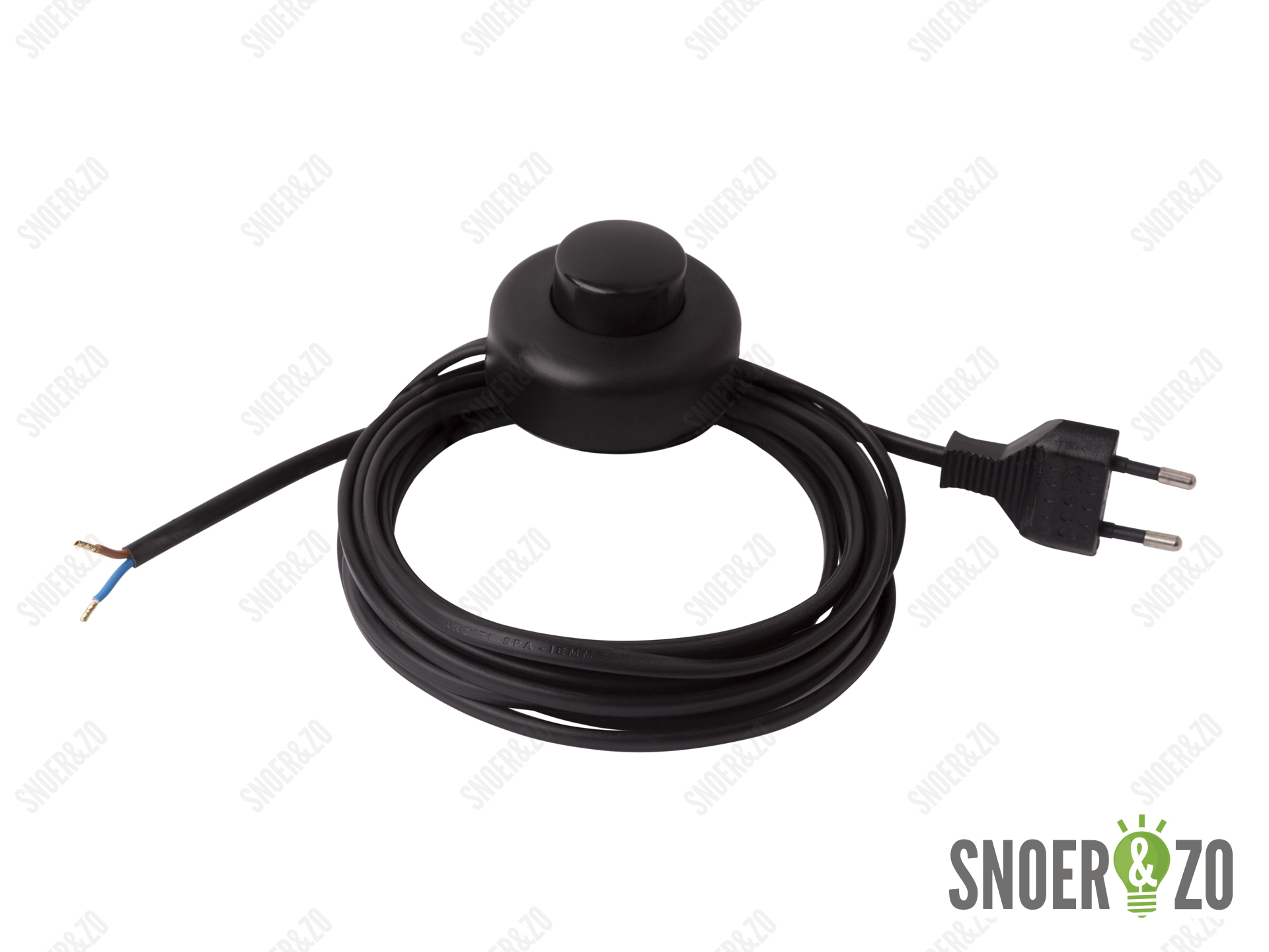 Aansluitsnoer zwart 4 meter met voetschakelaar