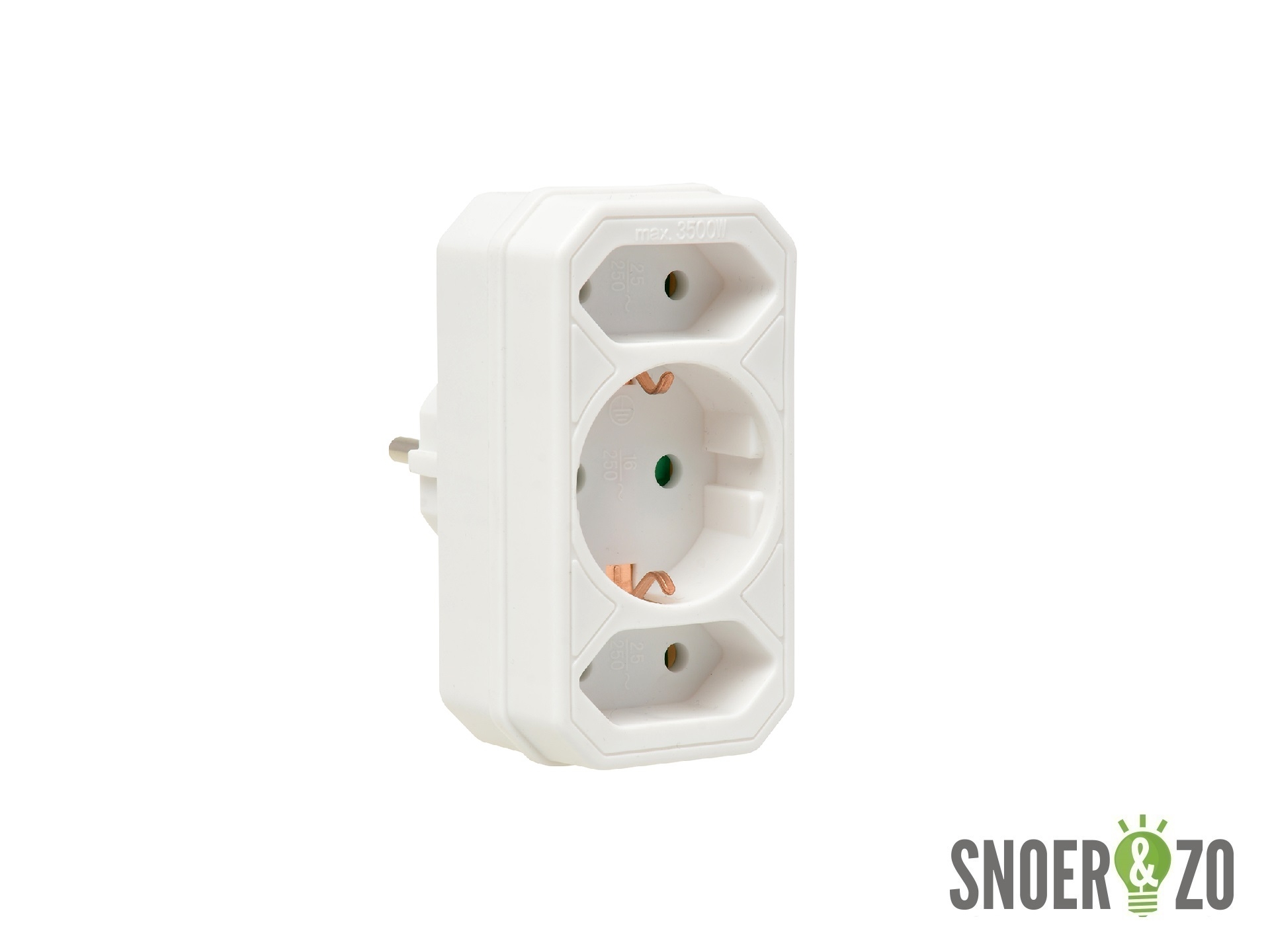 Doorvoerstekker wit 3-voudig met randaarde