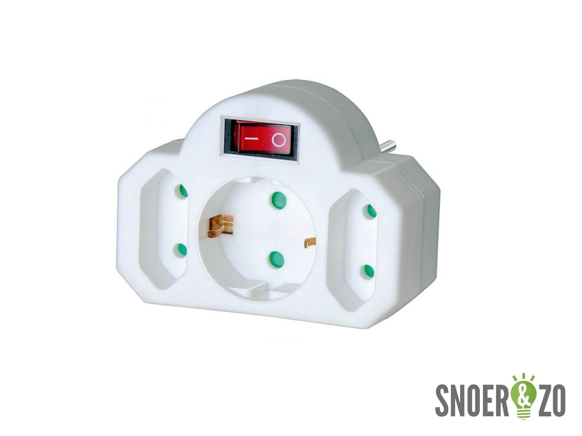 Doorvoerstekker wit 3-voudig met schakelaar