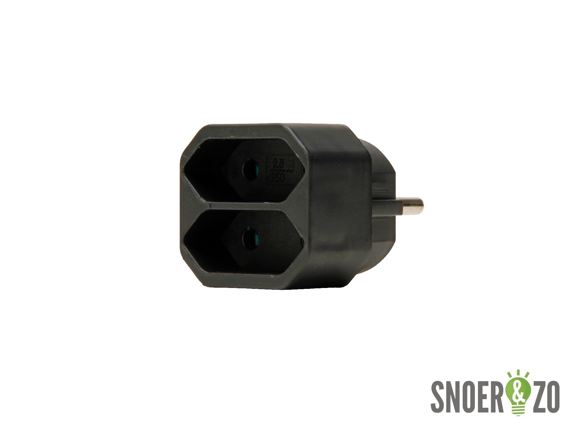 Doorvoerstekker zwart 2-voudig