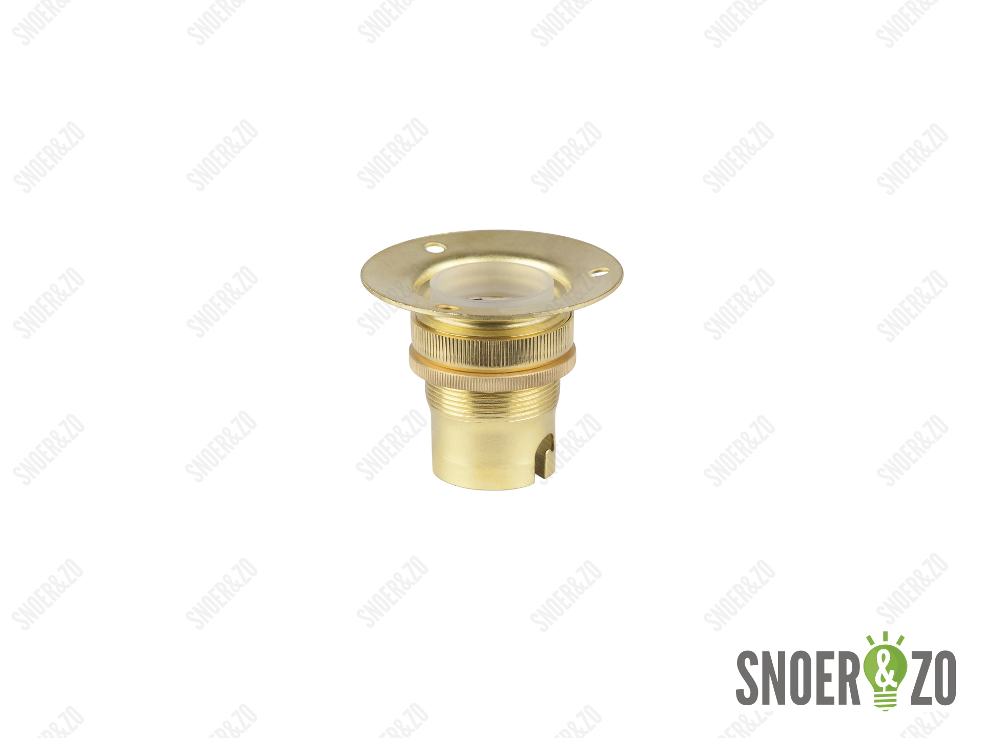 Fitting B22d messing doorlopend met fitting ring en montageplaat