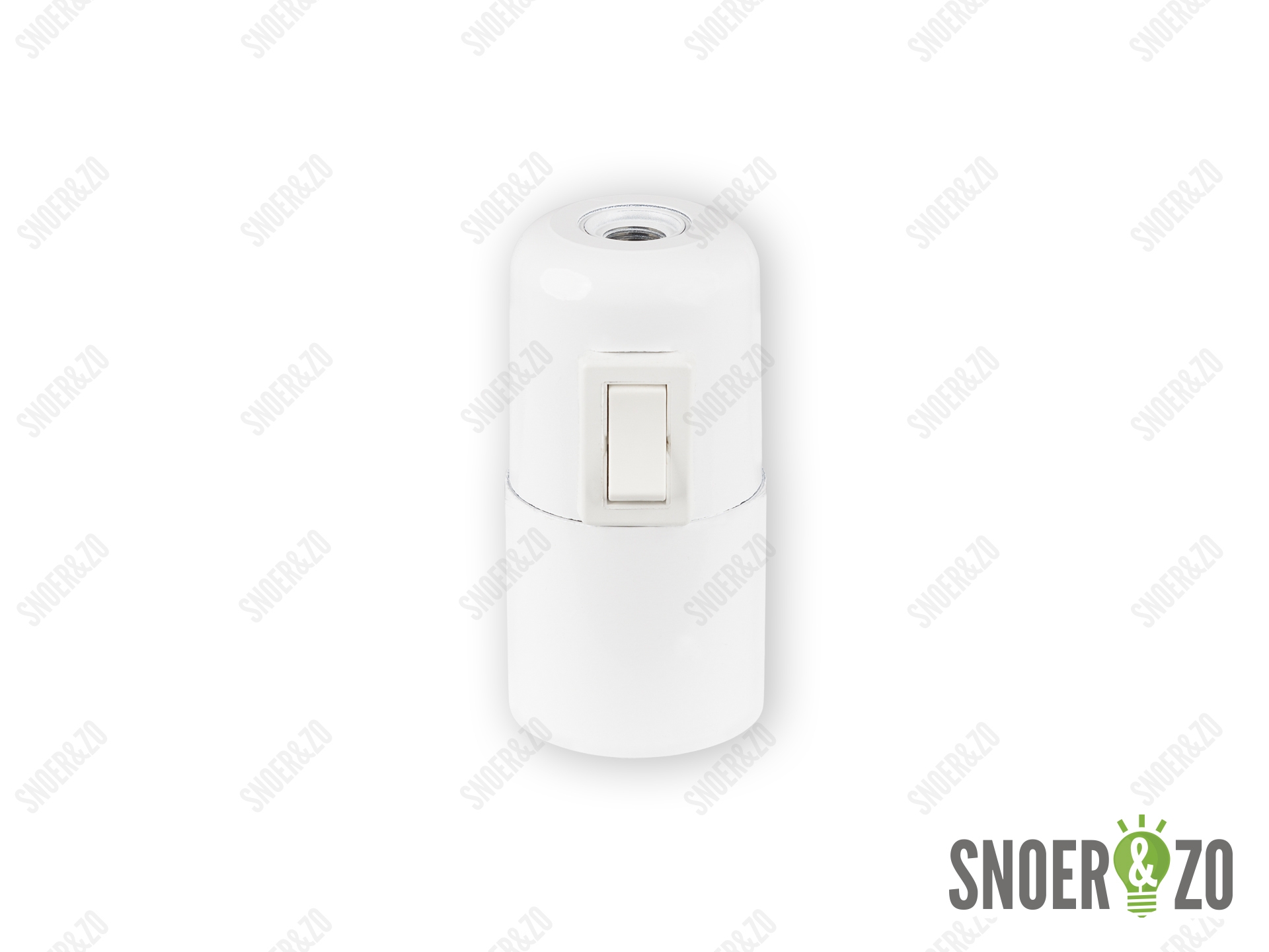 Fitting E27 wit glad met drukschakelaar