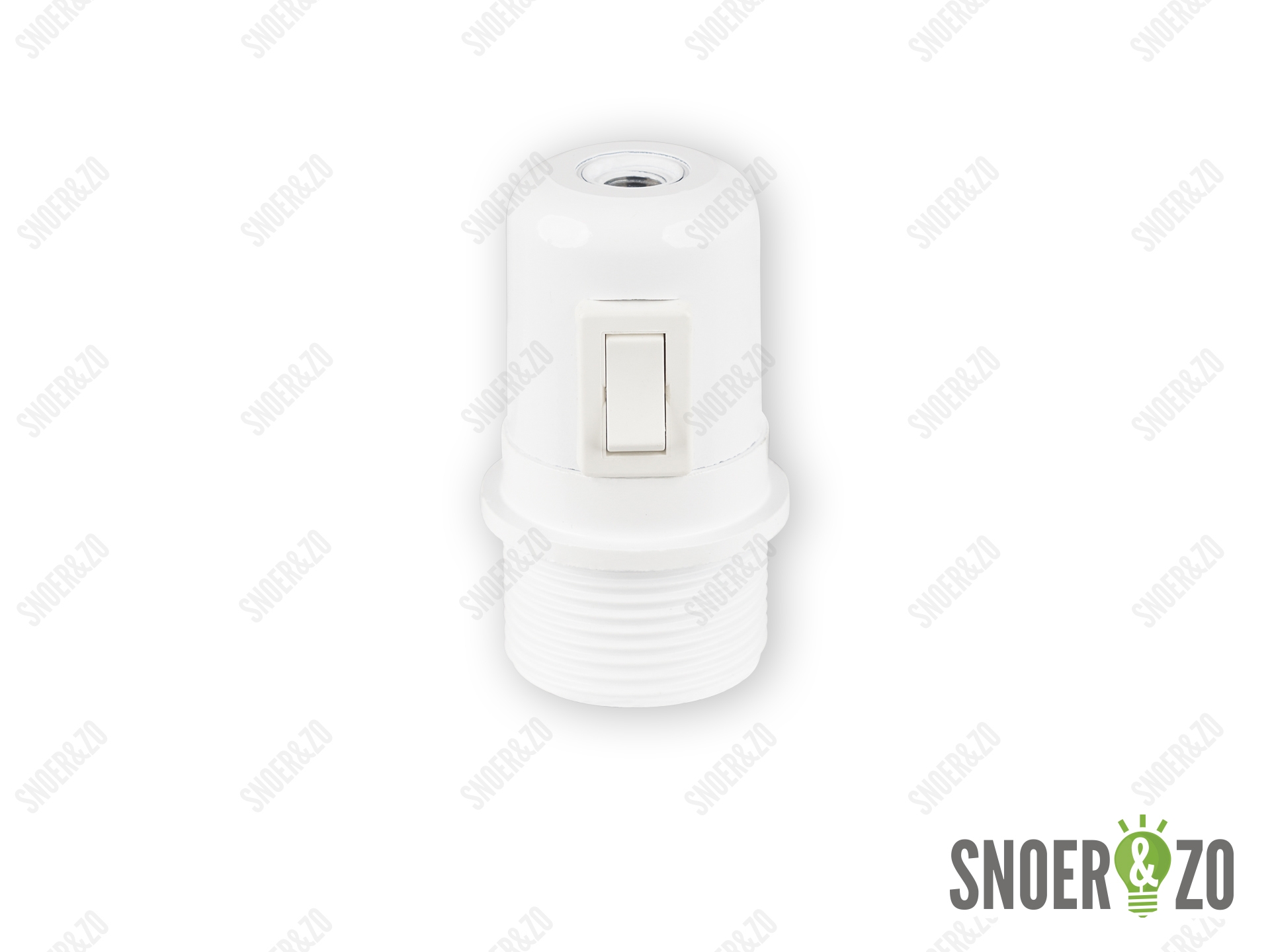 Fitting E27 wit verhoogd met drukschakelaar