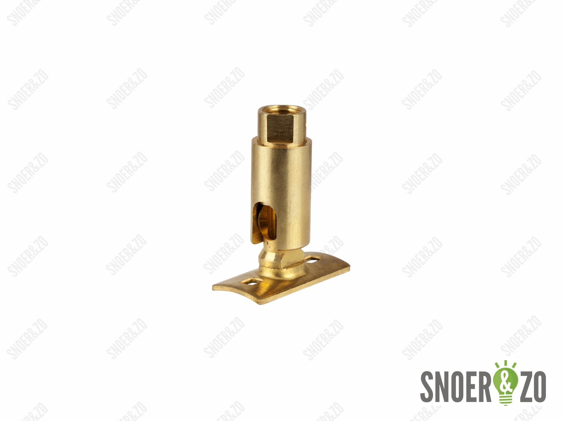 Kniegewricht messing 90 graden kiepbaar - binnendraad met bevestigingsplaat