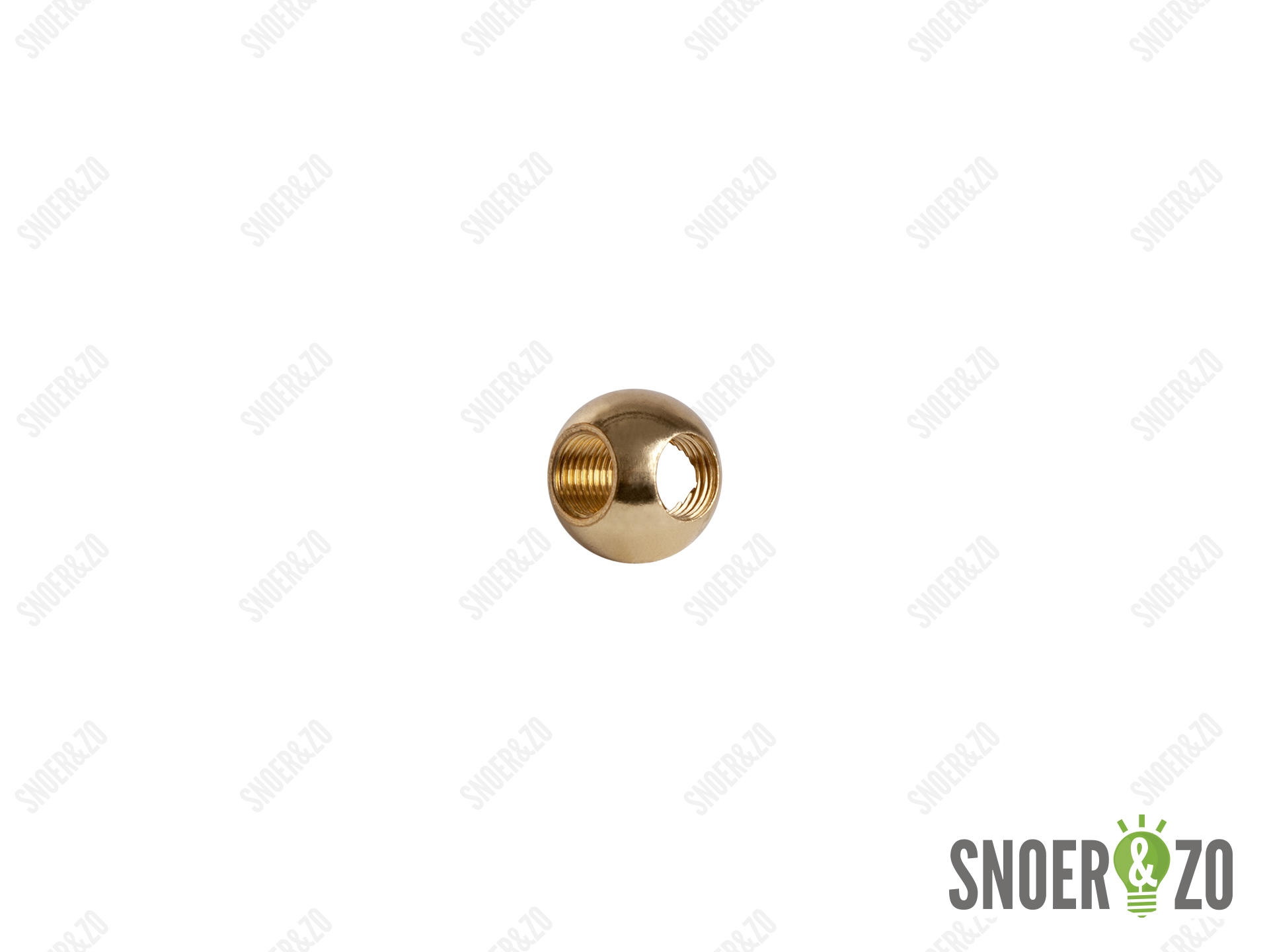 Kogel messing 20 mm met 3 gaten T binnendraad M10X1