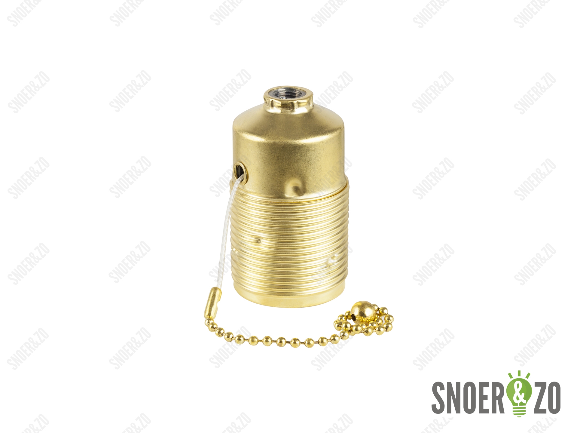 Messing fitting E27 doorlopende mantel met trekschakelaar