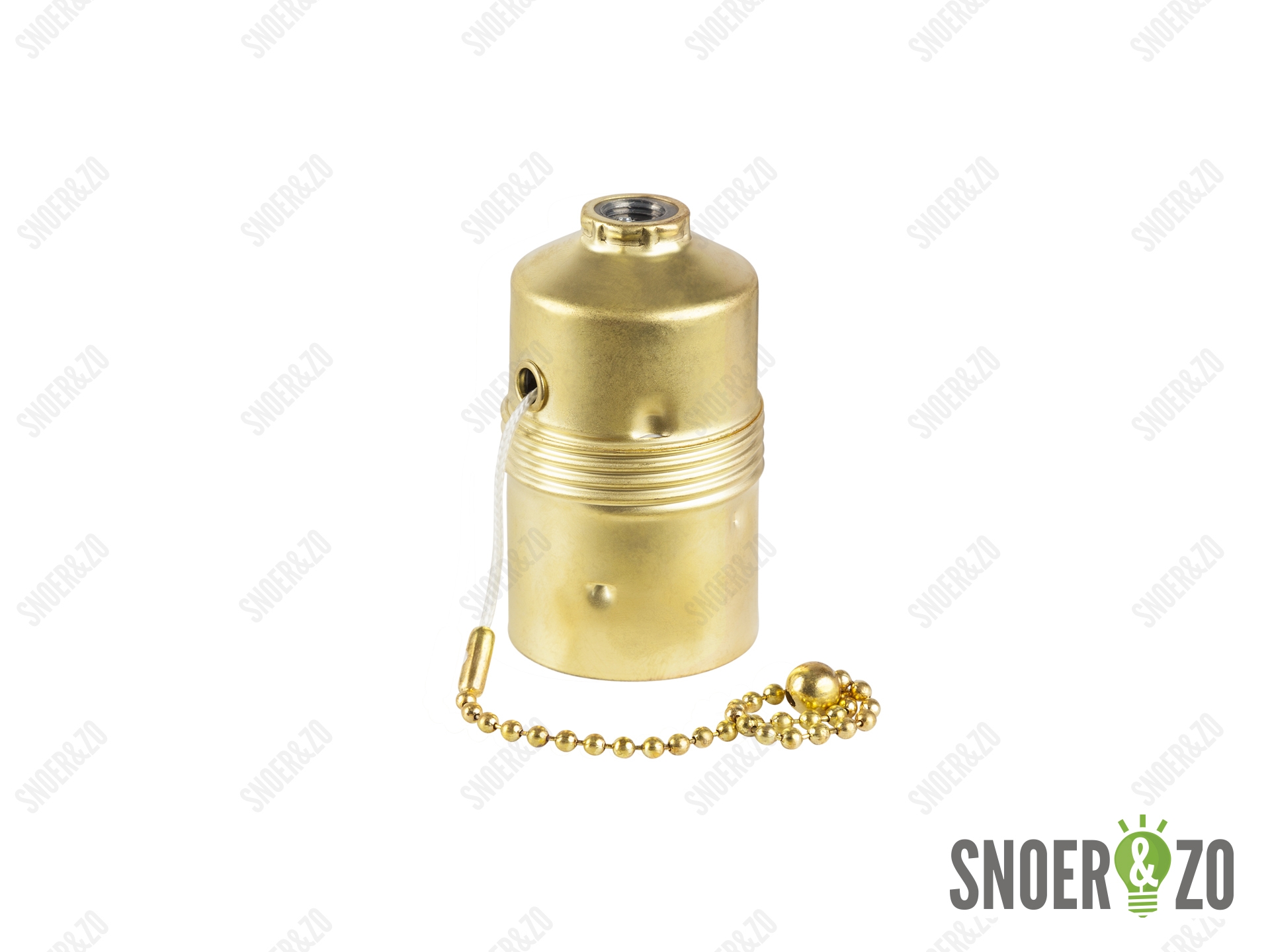 Messing fitting E27 gladde mantel met trekschakelaar