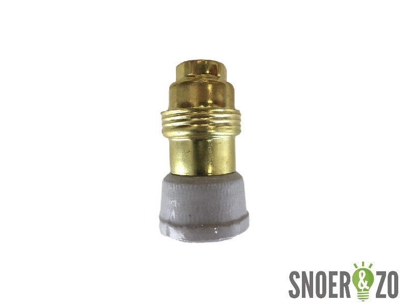 Metalen fitting E14 messing kleur met porseleinen rand