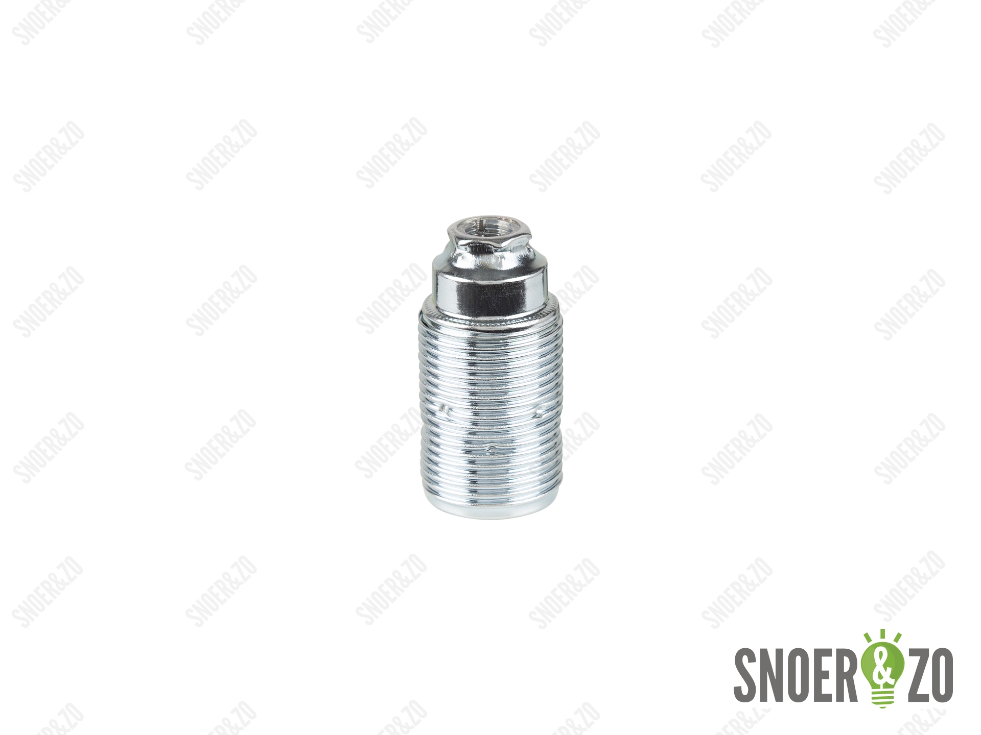 Metalen fitting E14 chroom kleur doorlopende mantel
