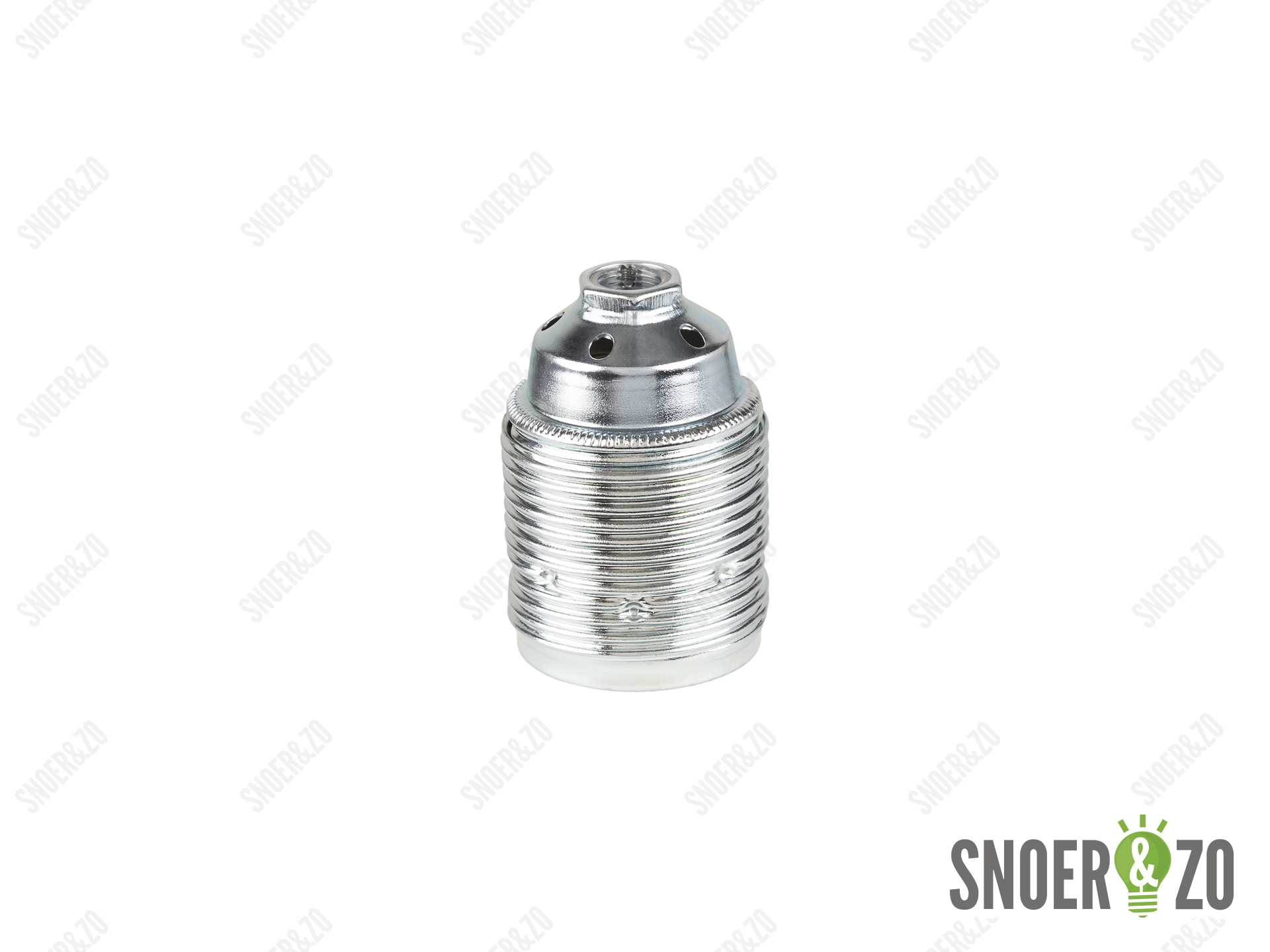 Metalen fitting E27 chroom kleur doorlopende mantel