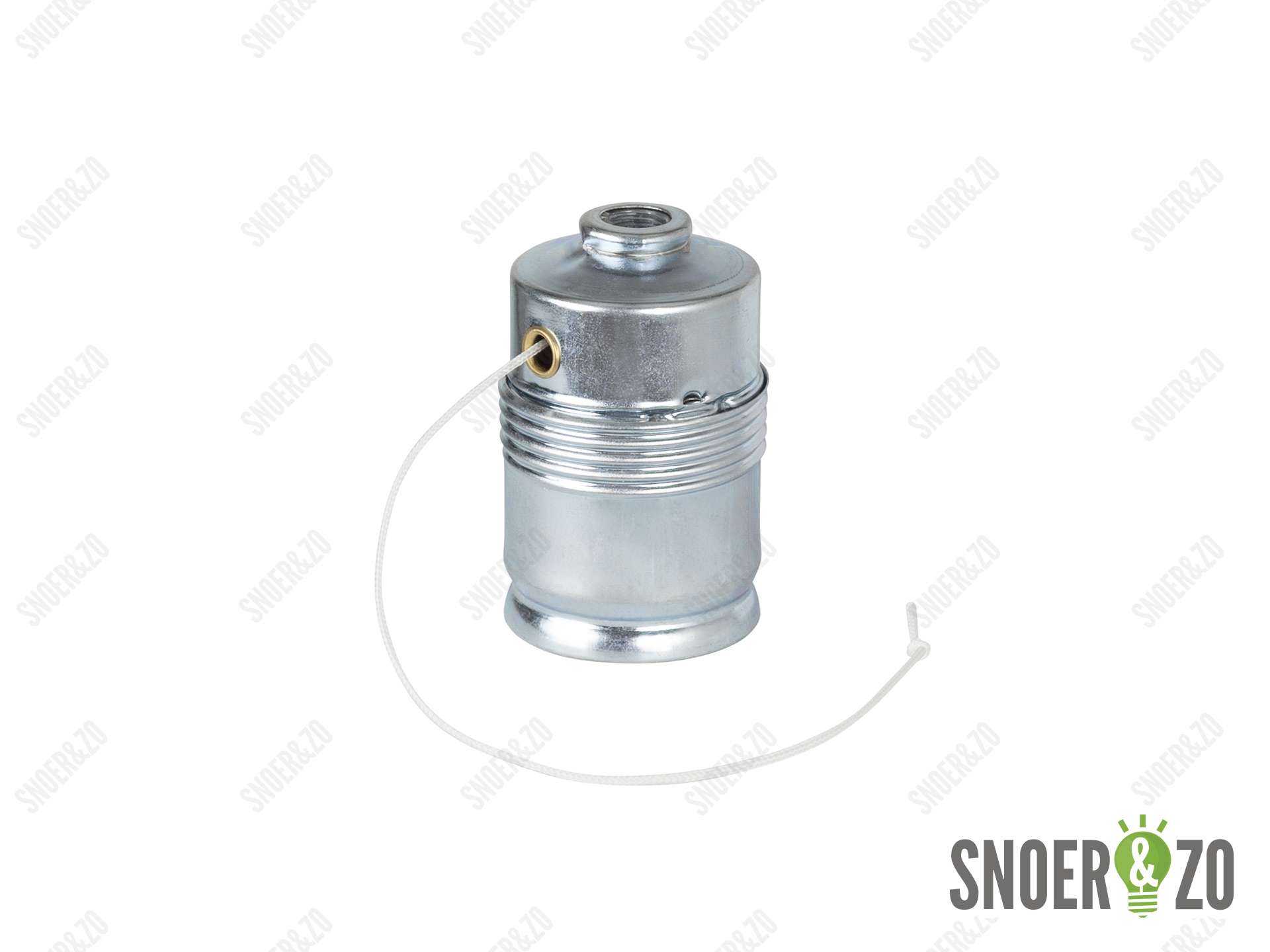 Metalen fitting E27 chroom kleur gladde mantel met trekschakelaar