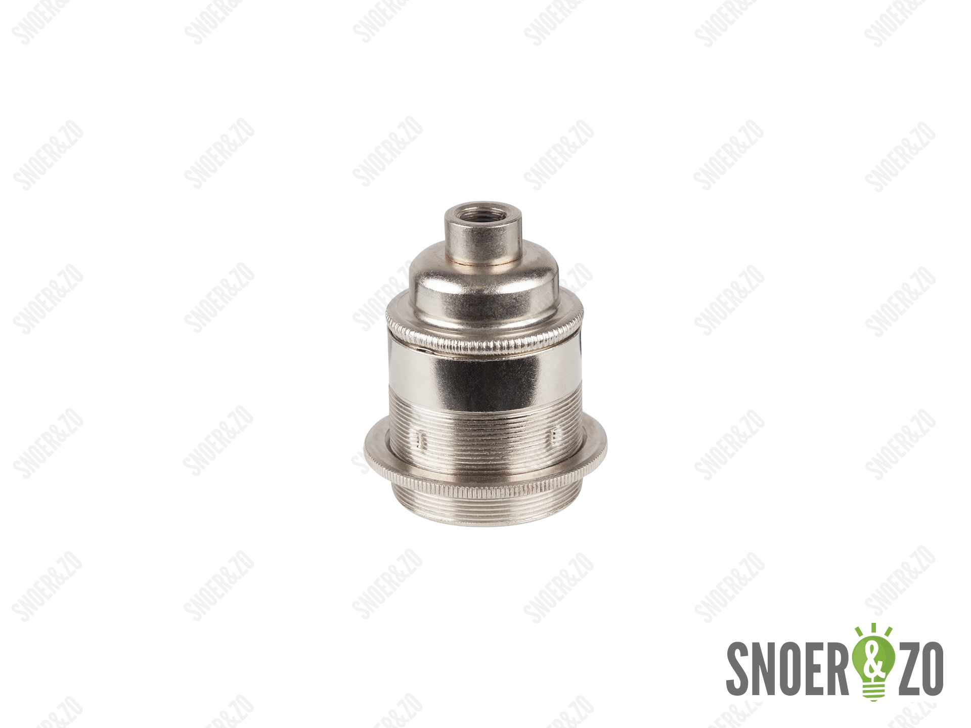 Metalen fitting E27 industrial nikkel doorlopende mantel met fittingring