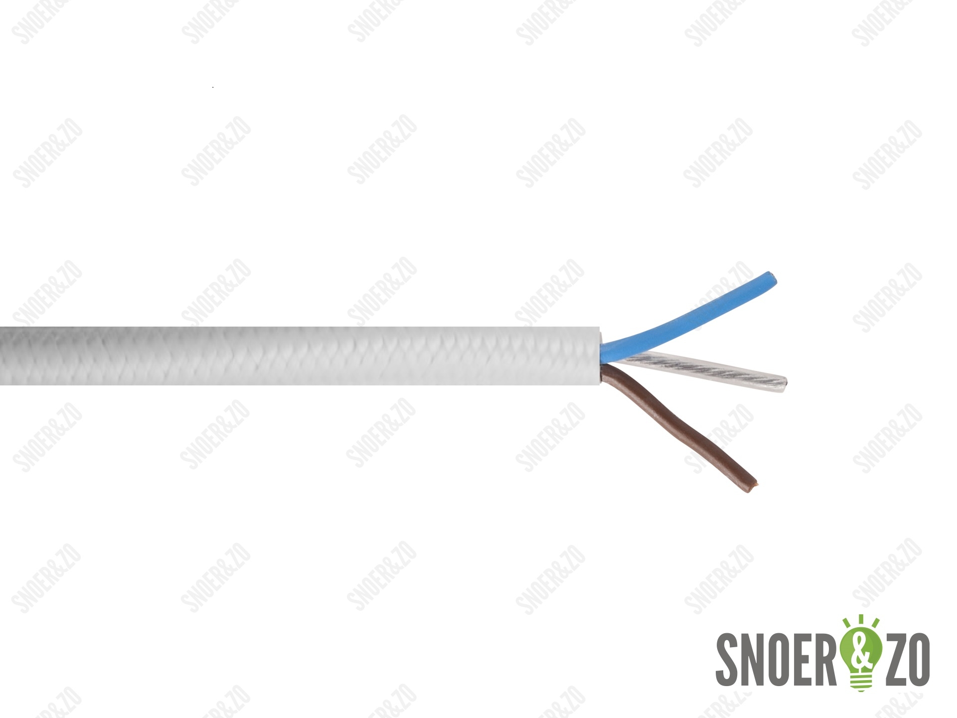 Pendelsnoer met staaldraad wit stof 2x0,75 mm²
