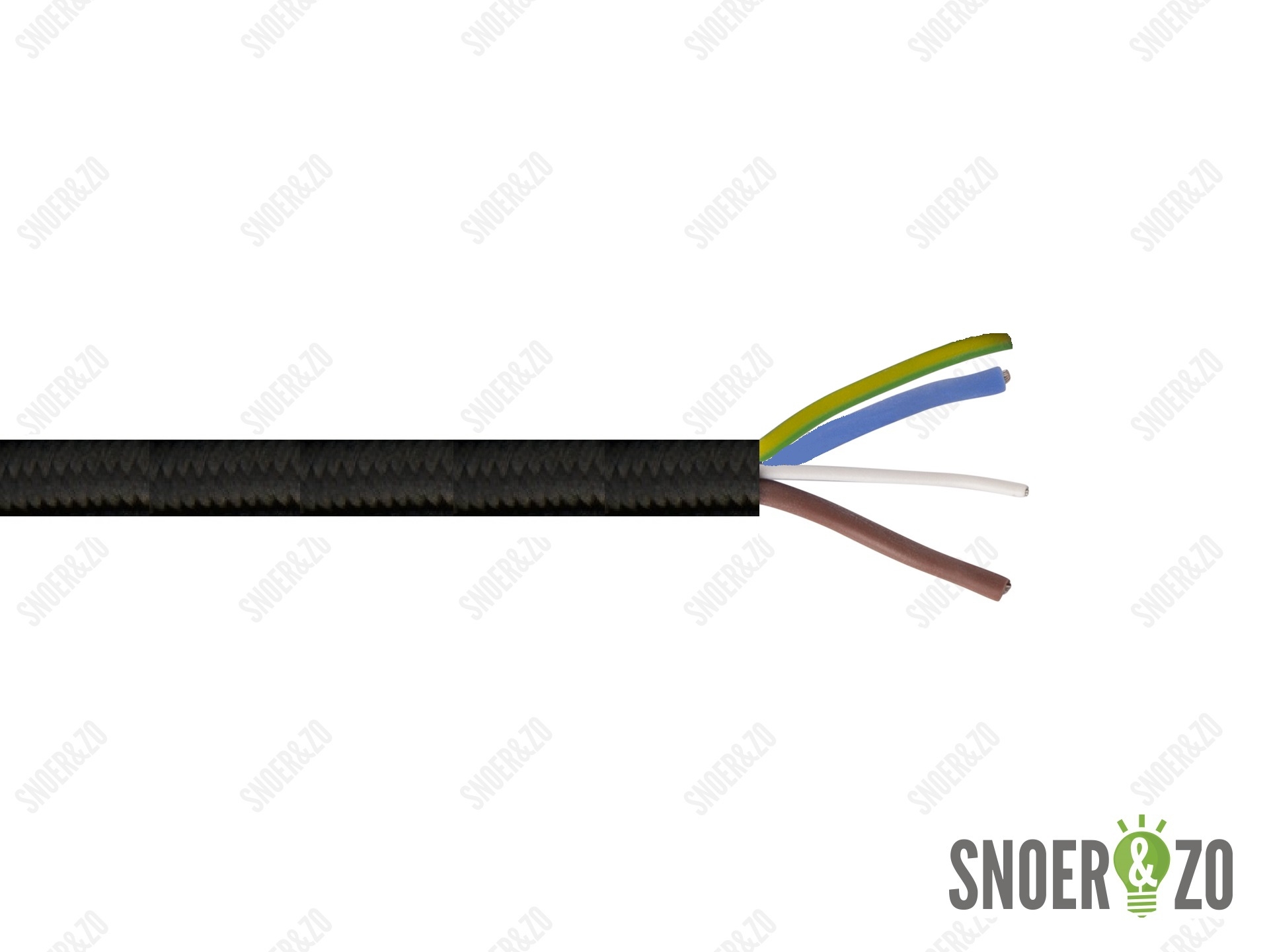 Pendelsnoer met staaldraad zwart stof 3x0,75 mm²