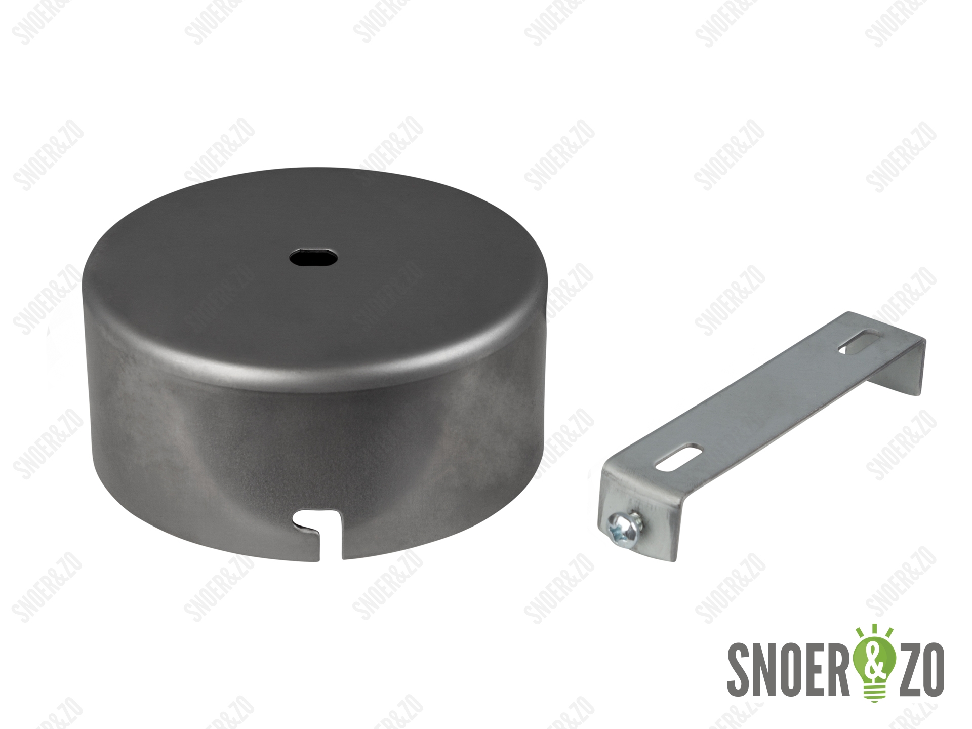 Plafondkap blank metaal plat hoog met beugel