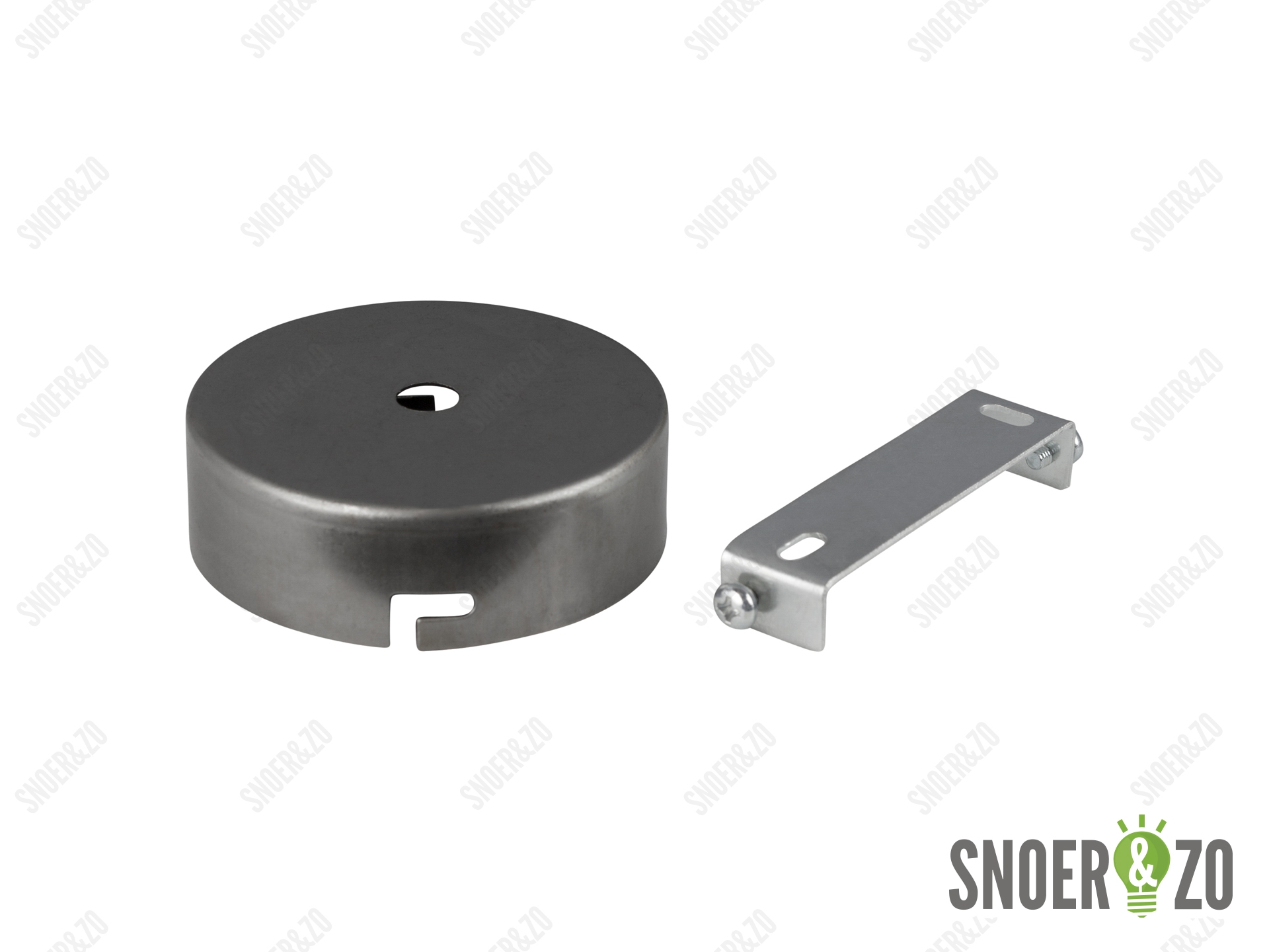 Plafondkap blank metaal plat klein met beugel