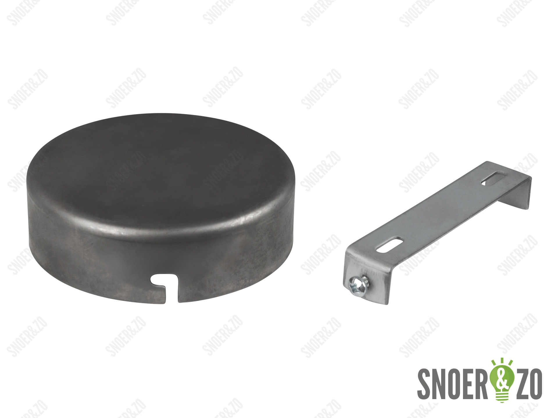 Plafondkap blank metaal plat zonder gat met beugel