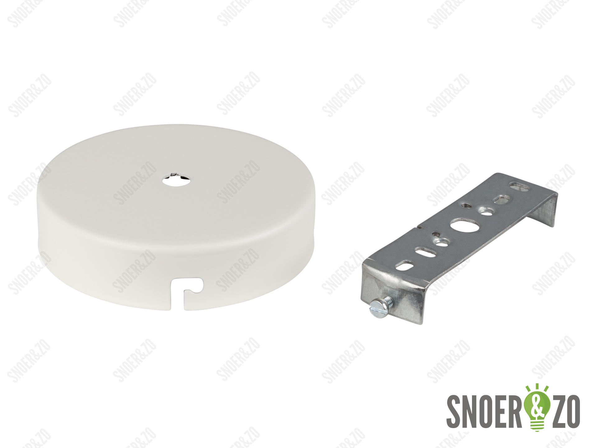 Plafondkap metaal plat wit met beugel