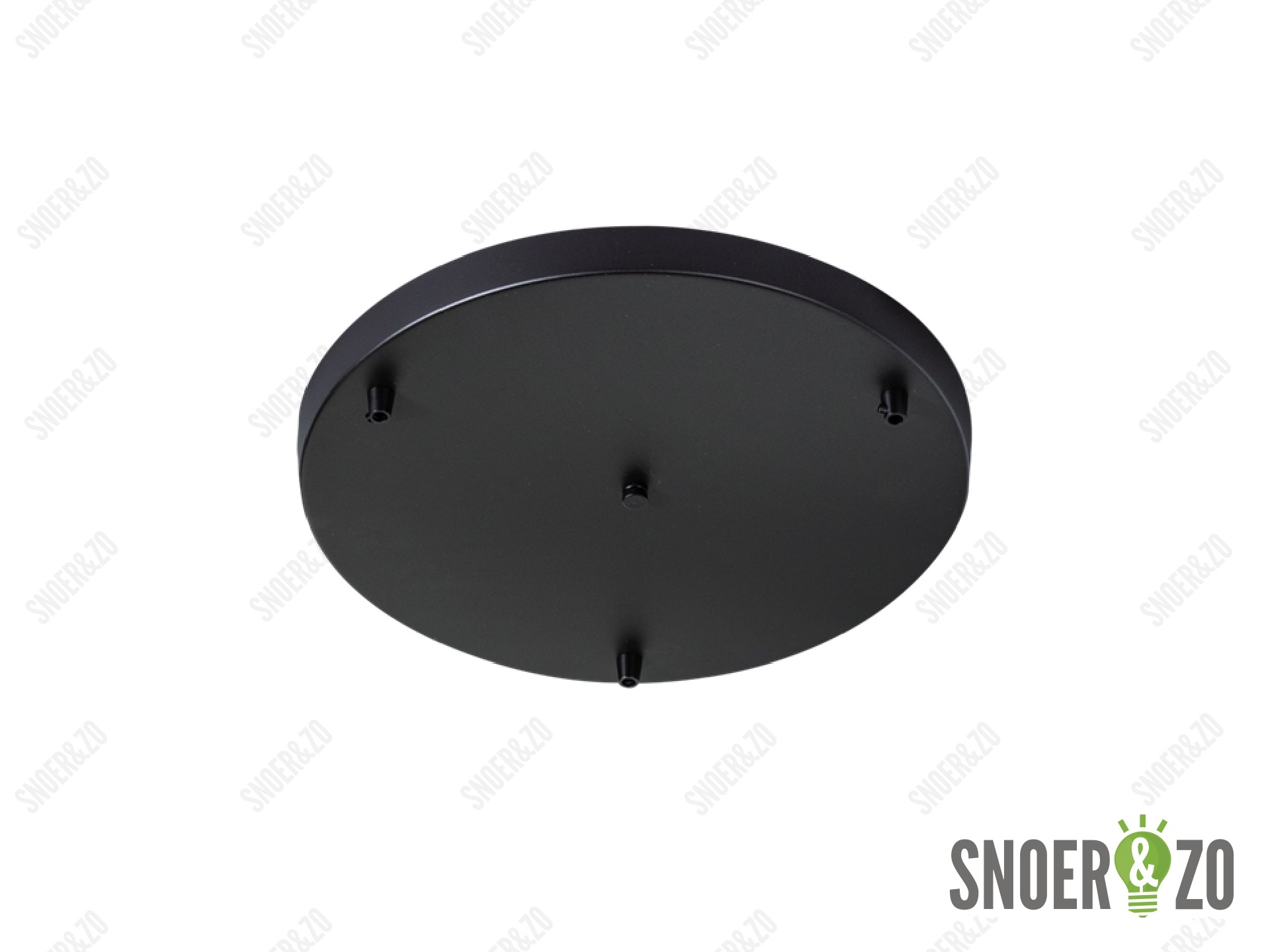 Plafondkap metaal plat zwart met 3 gaten en beugel - XL - 35cm