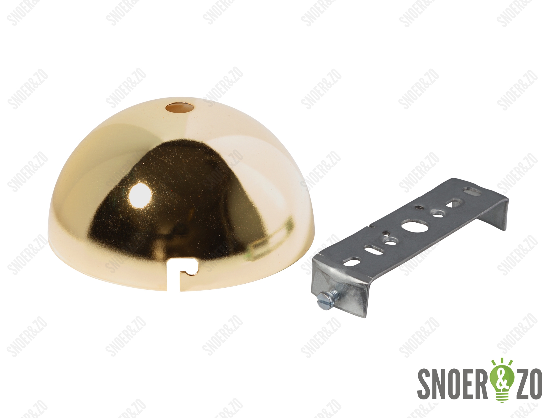 Plafondkap metaal rond messing glans met beugel