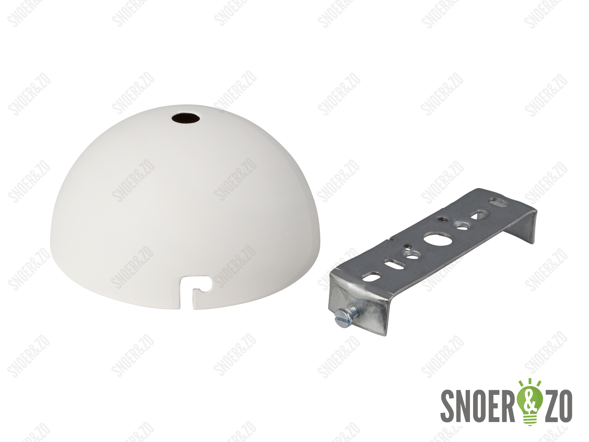 Plafondkap metaal rond wit met beugel