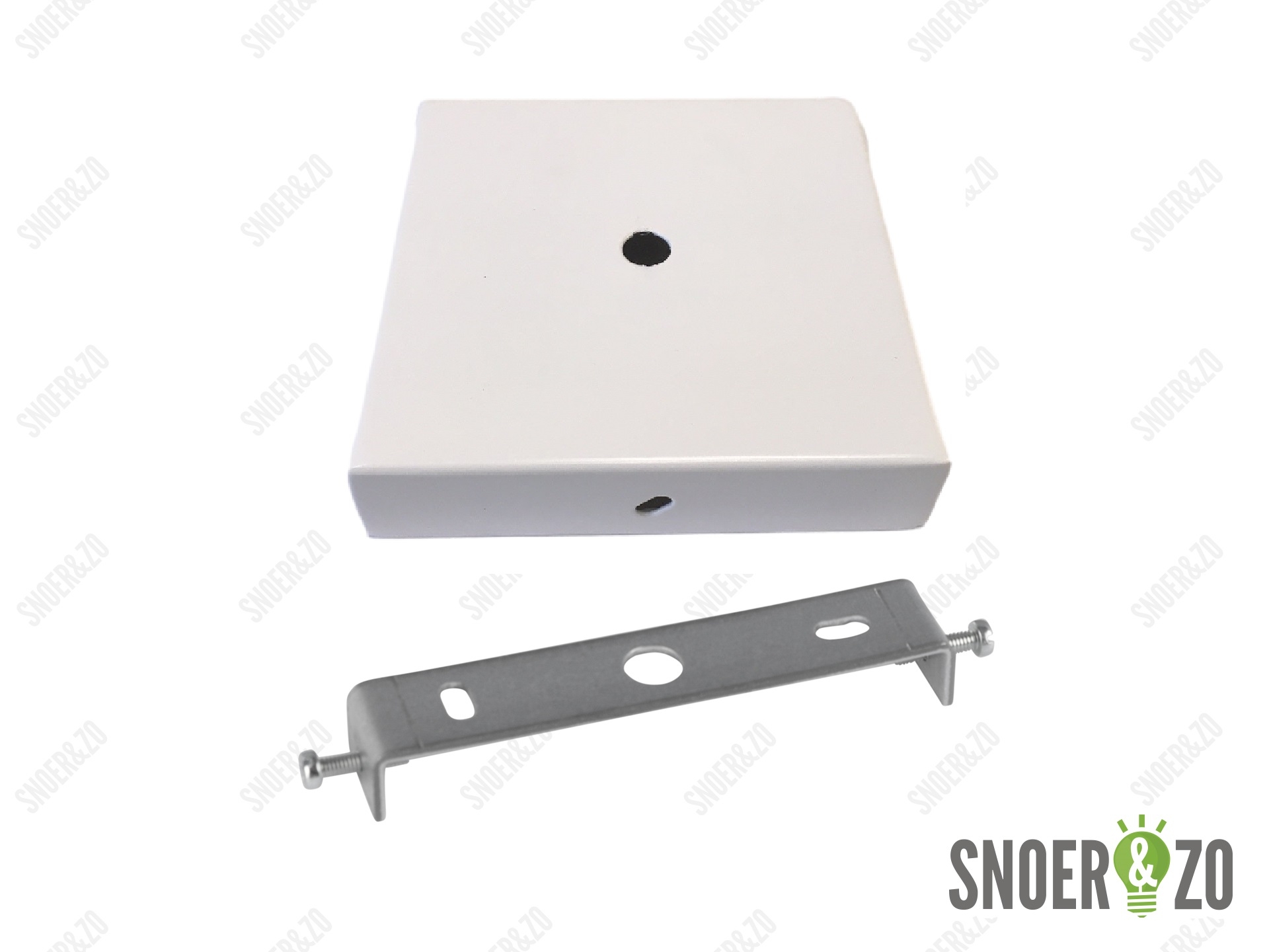 Plafondkap metaal vierkant plat wit met beugel