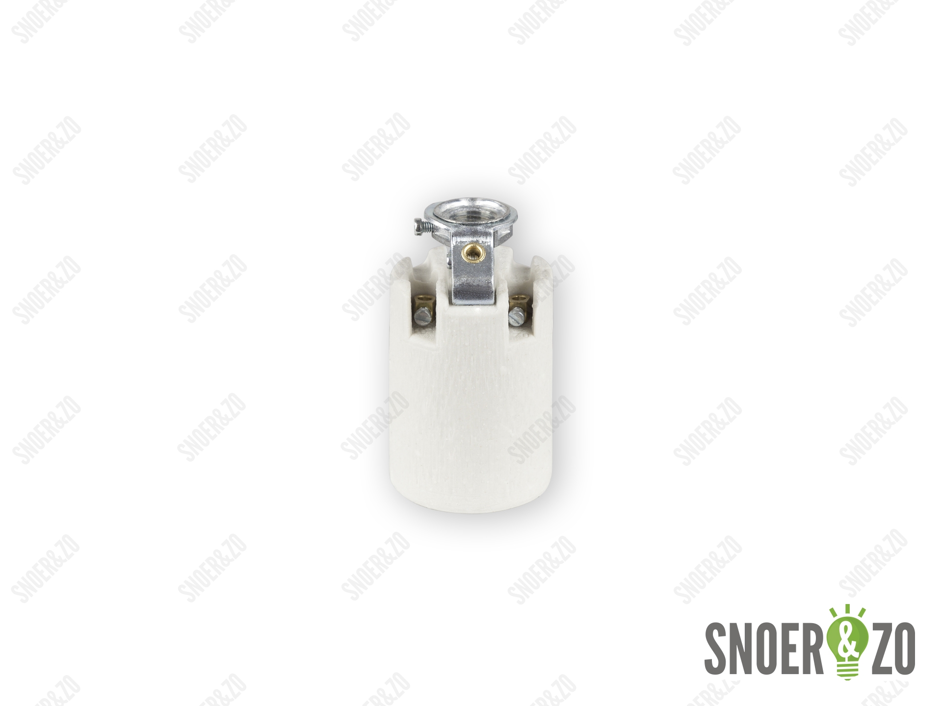 Porselein fitting E14 met montagebeugel M10x1 met aarde aansluiting
