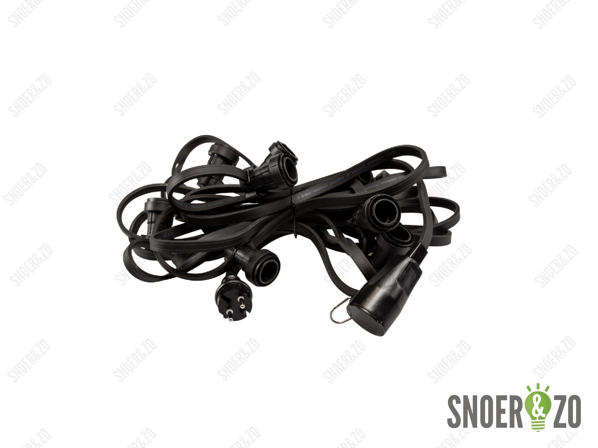 Prikkabelset 50 meter met 100 fittingen E27 IP44 zwart