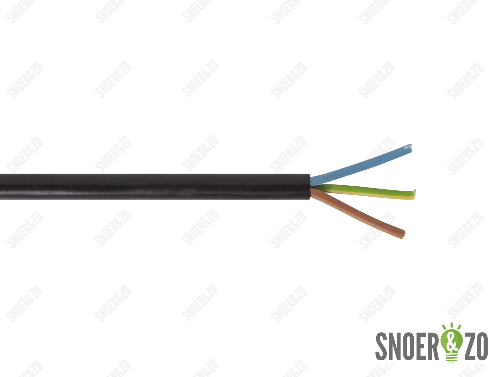 Snoer rond zwart 3x0,75 mm²