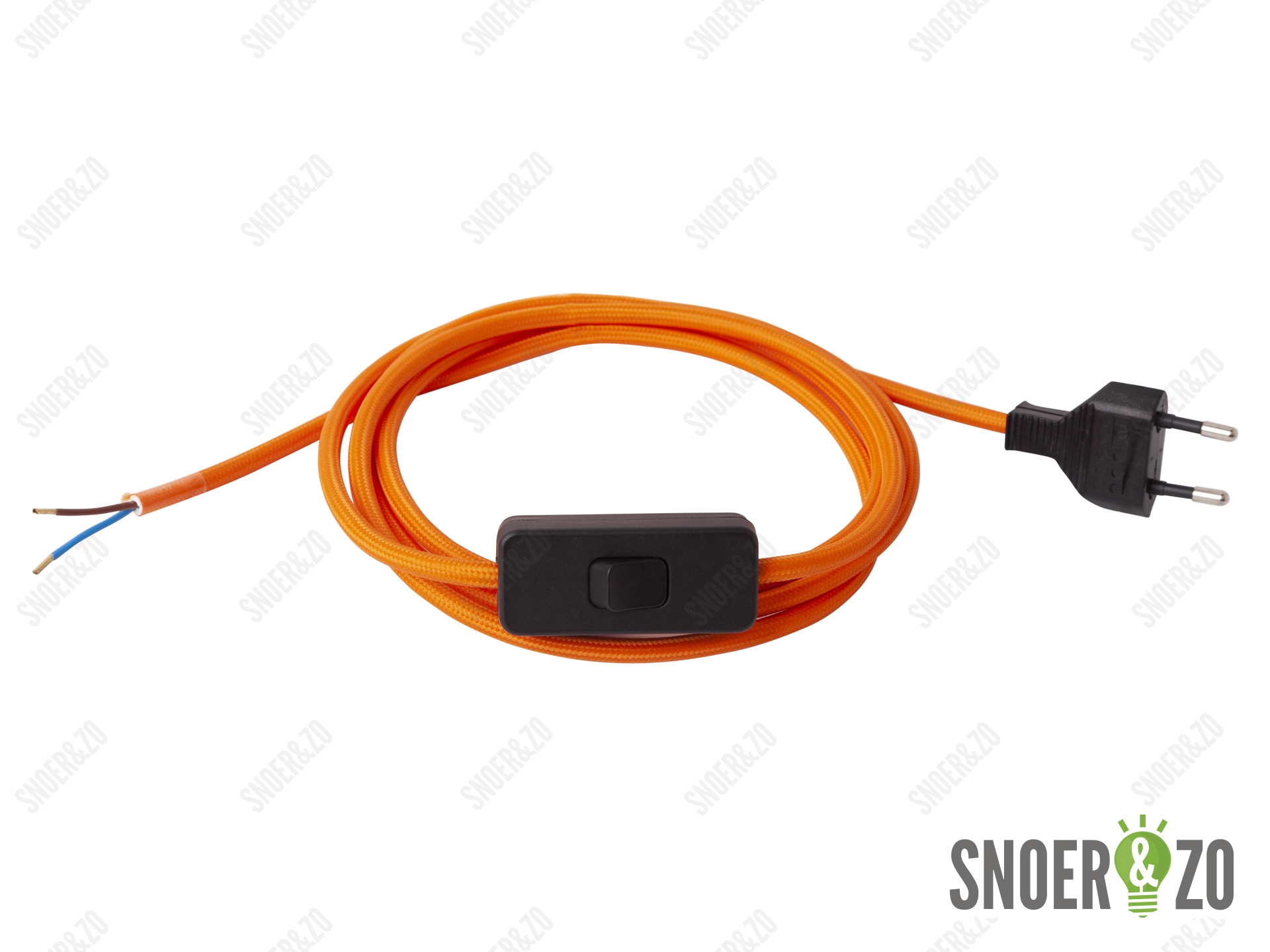 Strijkijzersnoer oranje 2 meter met schakelaar
