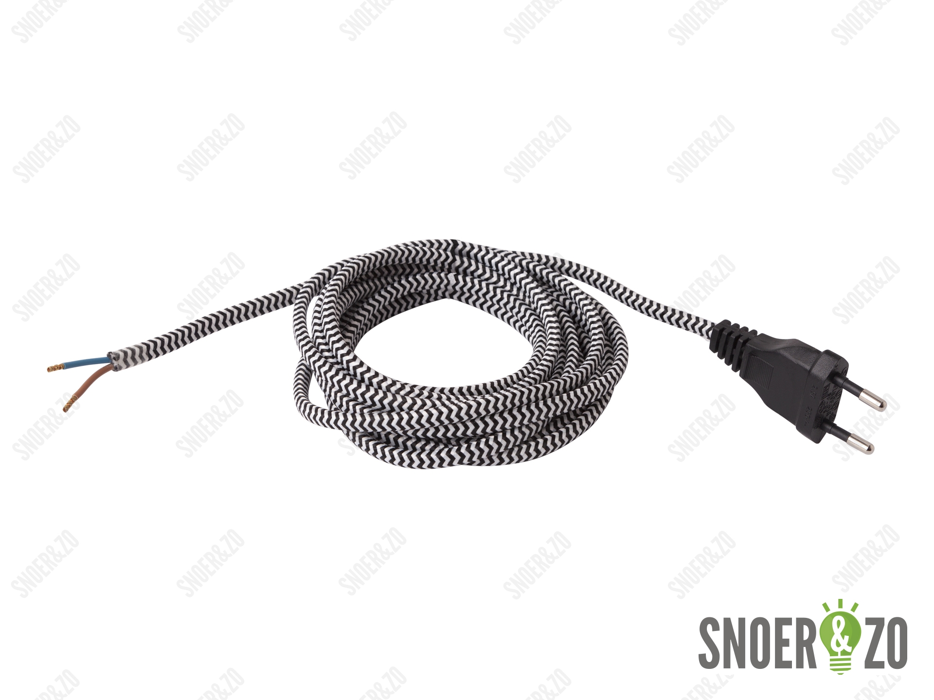 Strijkijzersnoer zwart-wit 3 meter
