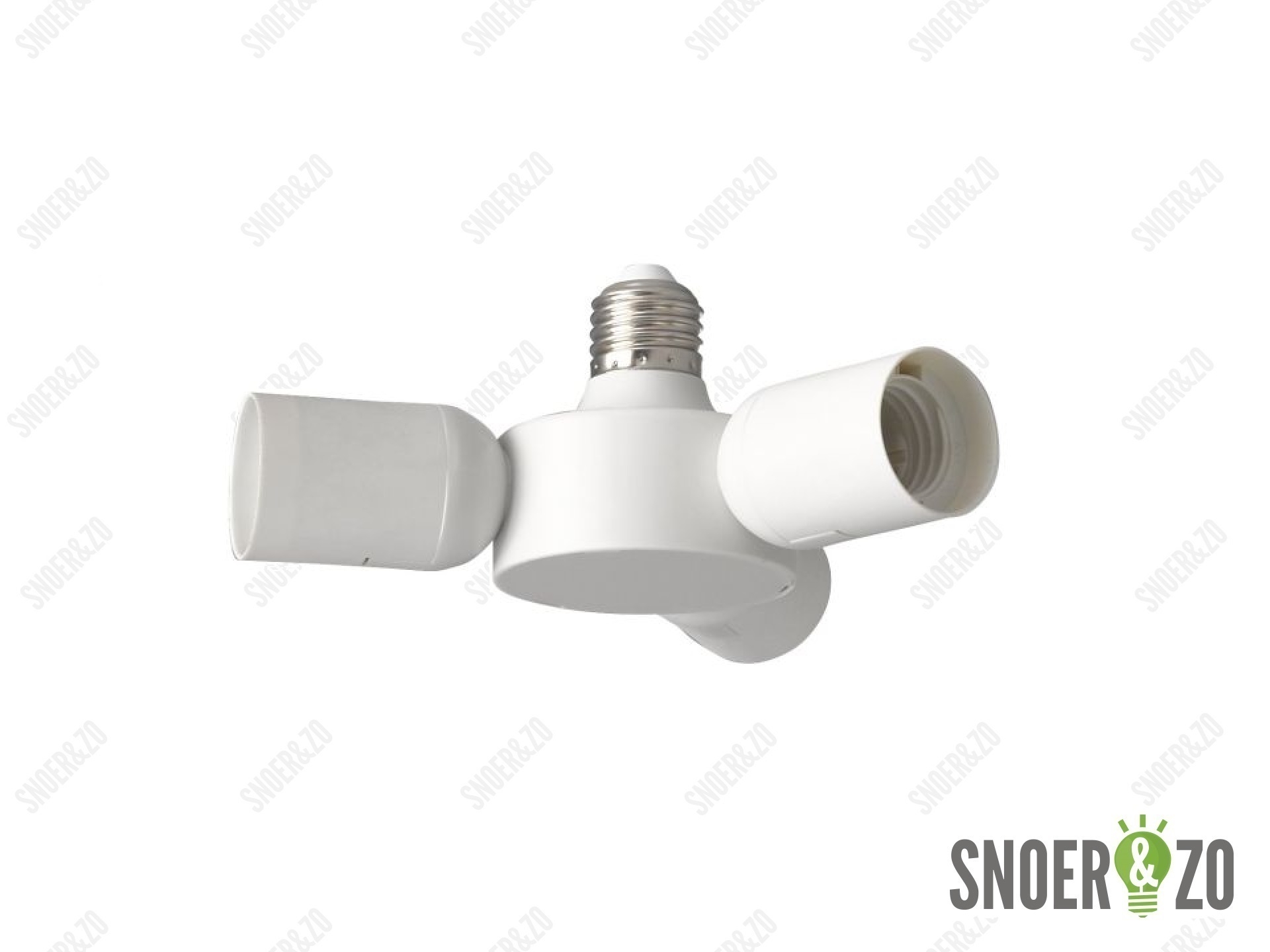 Verloop fitting van E27 naar 3 x E27 fitting wit